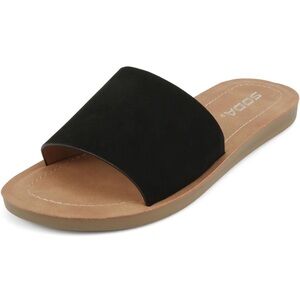 Soda Black Slide Sandals for Women